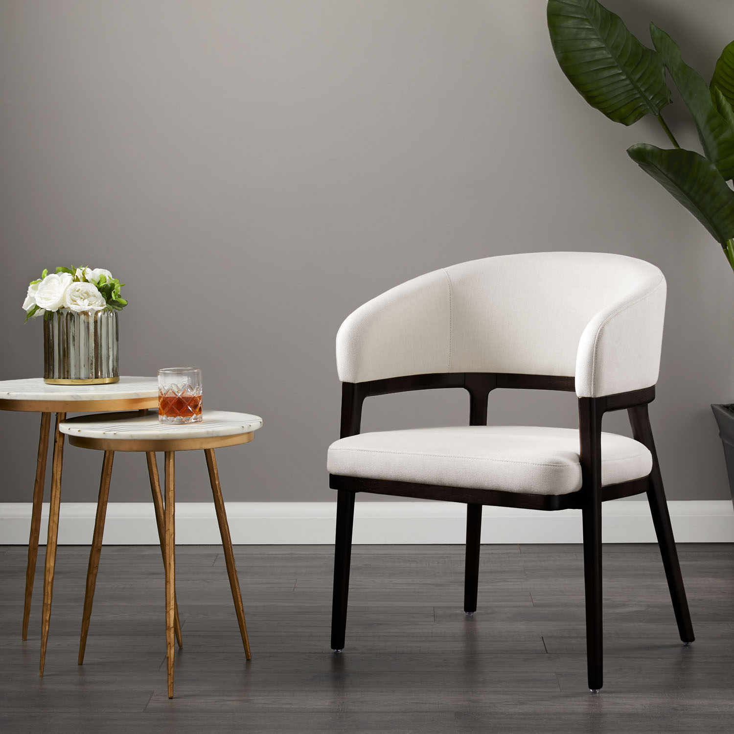 Erica Dining Chair: White Linen